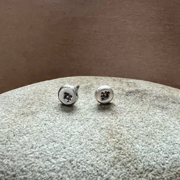 Stamped Sterling Silver Handmade Earrings - Picture 2 of 5